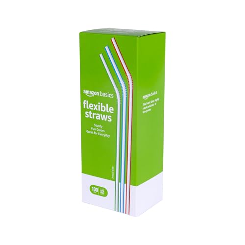 Minimalist Basics Disposable Striped Plastic Flex Straws, BPA Free, Food-Safe, Essentials