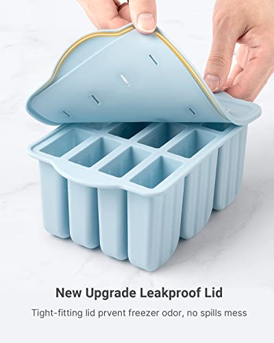 Modern Popsicles Molds, MEETRUE 12 Pieces Silicone Popsicle Collection