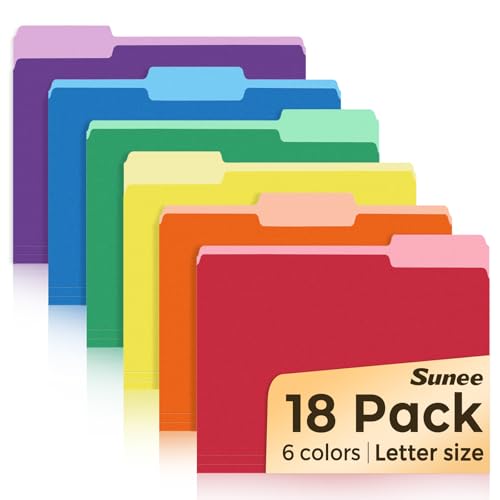 Eco-Friendly SUNEE File Folders, 18 Pack Manilla Folders Set