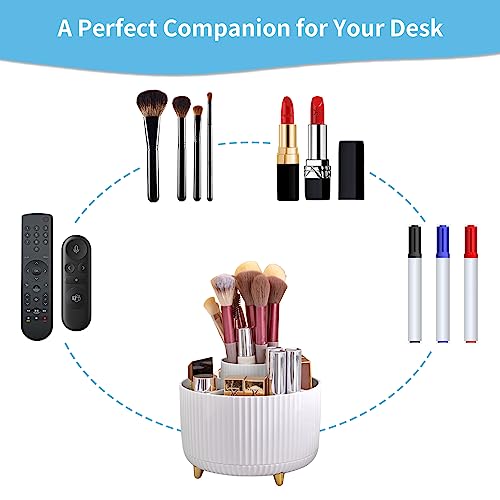 Classic Marbrasse Desk Organizer, 360-Degree Rotating Pen Holder, Essentials