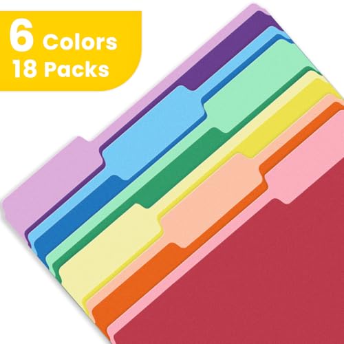 Eco-Friendly SUNEE File Folders, 18 Pack Manilla Folders Set
