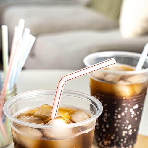 Minimalist Basics Disposable Striped Plastic Flex Straws, BPA Free, Food-Safe, Essentials