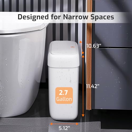 MOPALL Small Bathroom Trash Can with Lid, 2.6 Gallons Set