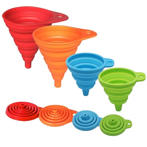 Smart Home Foldable Silicone Funnel Set (4 Pack) – Collapsible Small & for Daily Use