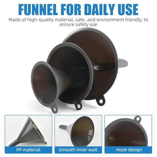Classic Plastic Kitchen Funnel Set of 3, Round Set