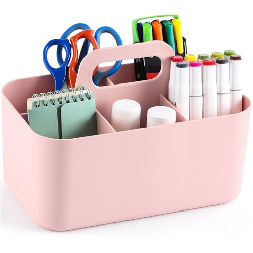 Eco-Friendly Multiuse Caddy Organizer with Handle, Portable Divided Plastic Tote Bin Set