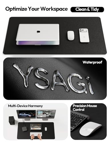 Modern YSAGi Leather Office Desk Pad Protector, Large Mouse