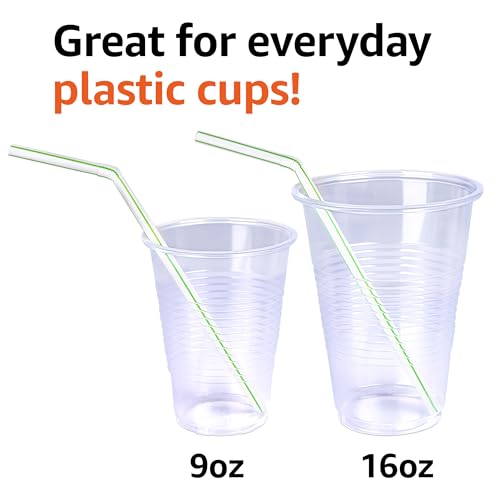 Minimalist Basics Disposable Striped Plastic Flex Straws, BPA Free, Food-Safe, Essentials