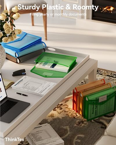 ThinkTex Plastic Expanding File Folder, Transparent Envelopes with
