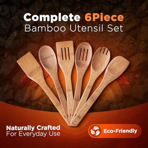 Riveira Dark Bamboo Wooden Spoons for Cooking Kit