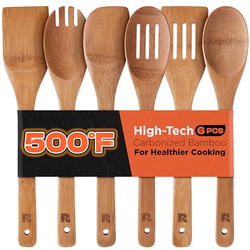 Riveira Dark Bamboo Wooden Spoons for Cooking Kit