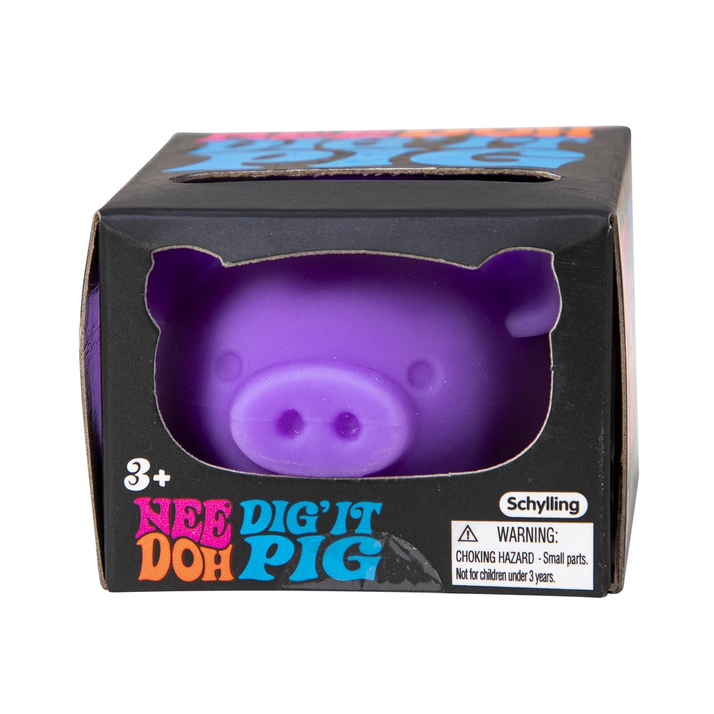 Cute Collectible NeeDoh Dig’ It Pig | Select Velvet Canopy - Collectible Shaggy Monster Squishable Toy Detail