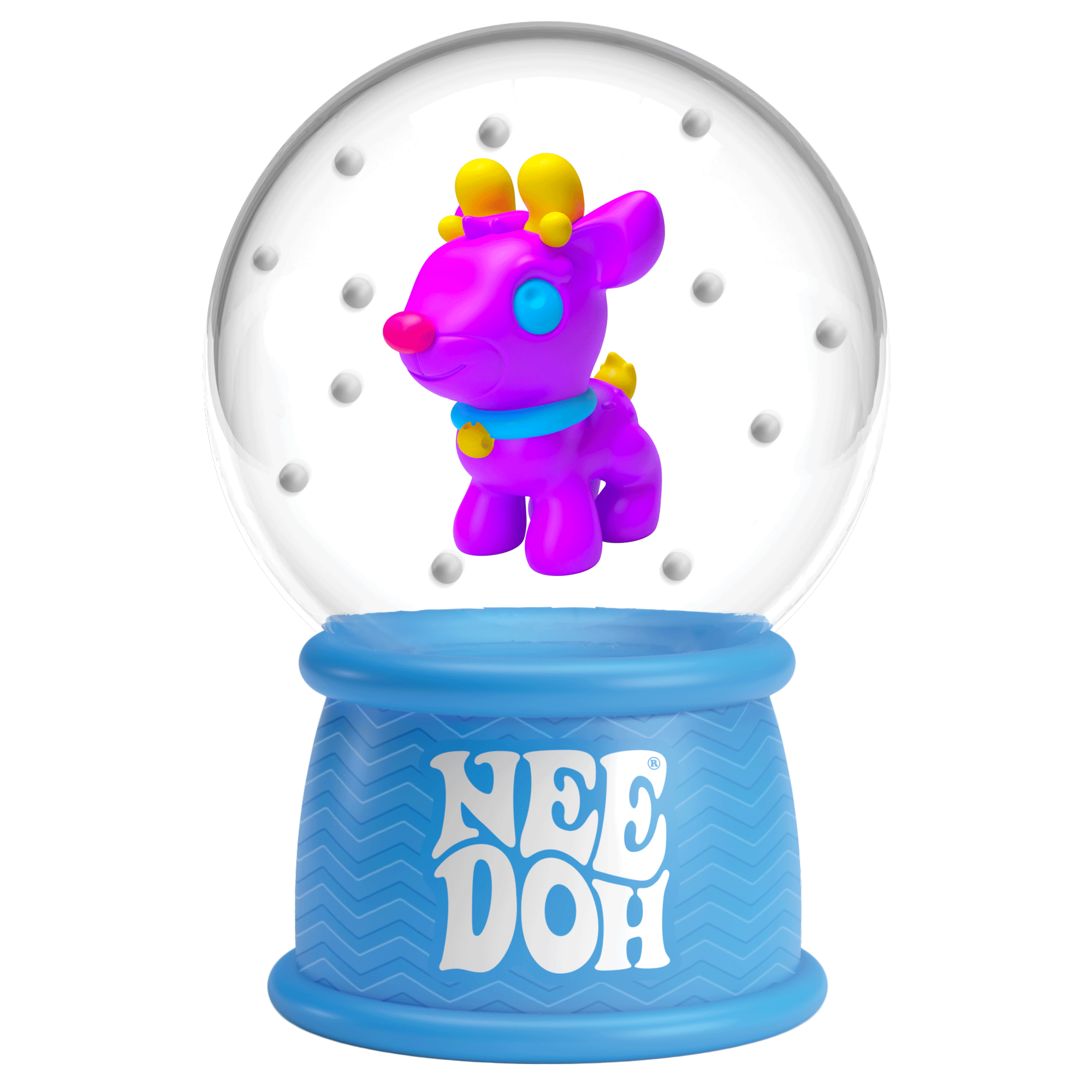 Ice-Cube Texture NeeDoh Squish N Flow Snow Globe | Signature Moonlit Lane - 3-Piece Assorted Nice Cubes Pack for Fidgeting Detail