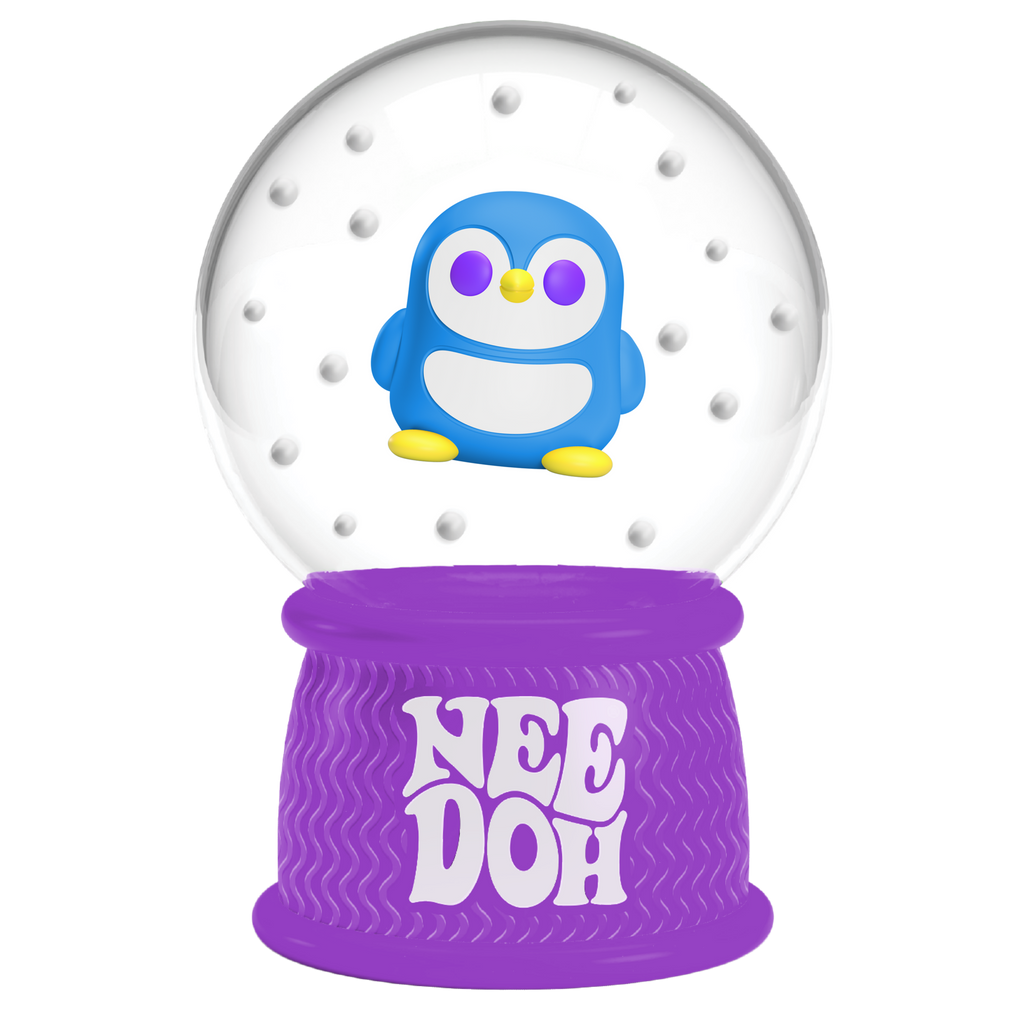Ice-Cube Texture NeeDoh Squish N Flow Snow Globe | Signature Moonlit Lane - 3-Piece Assorted Nice Cubes Pack for Fidgeting Detail