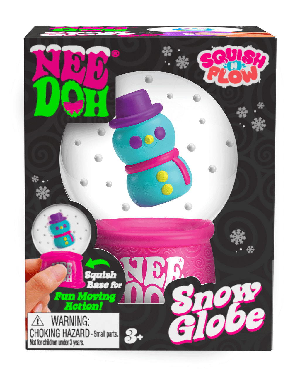 Ice-Cube Texture NeeDoh Squish N Flow Snow Globe | Signature Moonlit Lane - 3-Piece Assorted Nice Cubes Pack for Fidgeting Detail