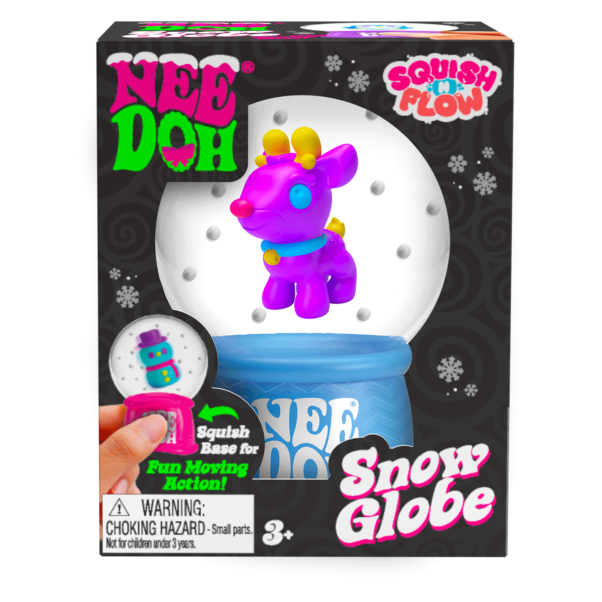 Ice-Cube Texture NeeDoh Squish N Flow Snow Globe | Signature Moonlit Lane - 3-Piece Assorted Nice Cubes Pack for Fidgeting Detail