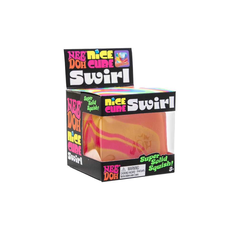 Ice-Cube Texture NeeDoh Nice Cube Swirl | Select Golden Pond - Crystal Clear Squishable Ice Cube NeeDoh Detail