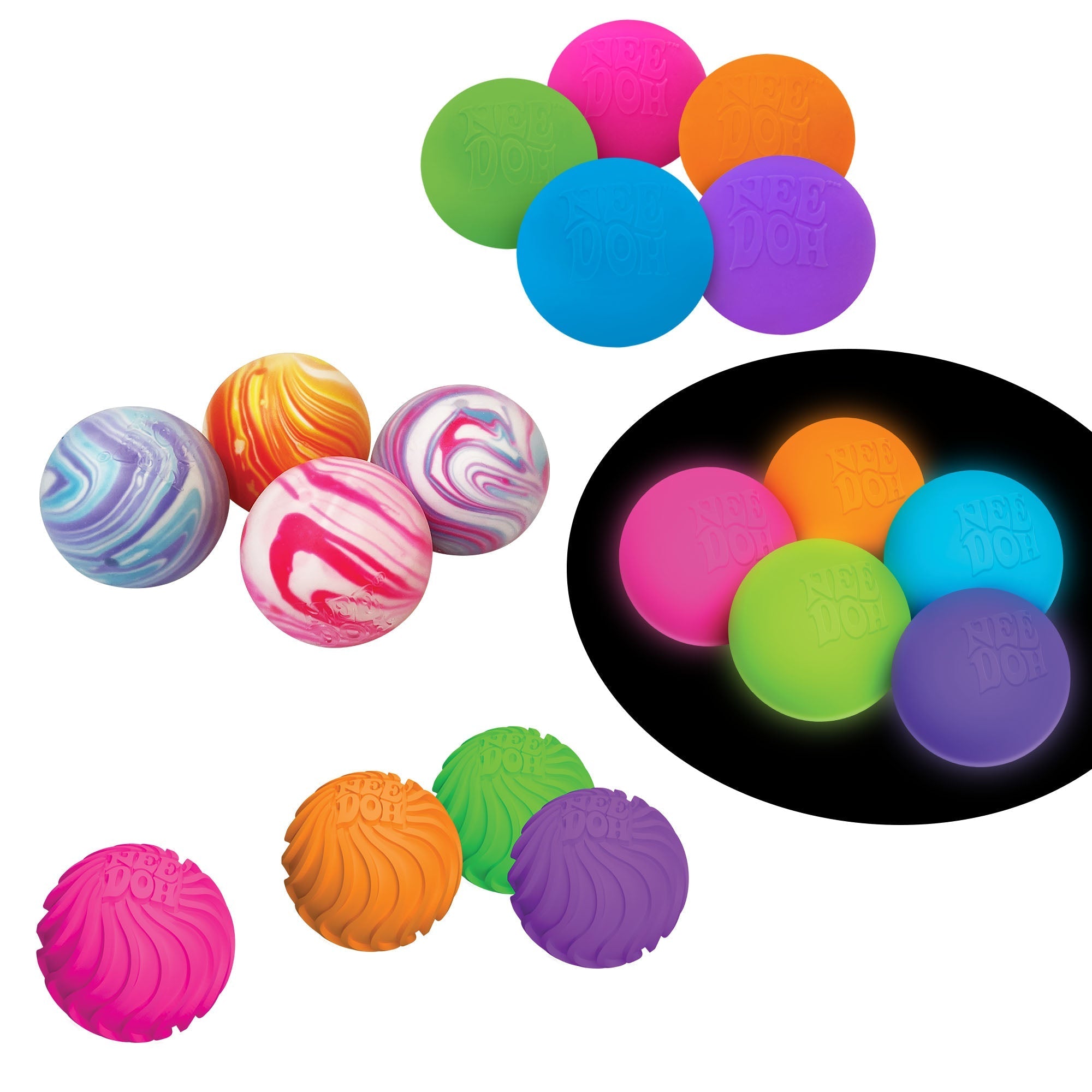 Pocket-Sized Mini NeeDoh Teenie Singles | Select Clover Shore - Mini Groovy Glob Portable Stress Toy Set - Surprise Me! (Random Style)
